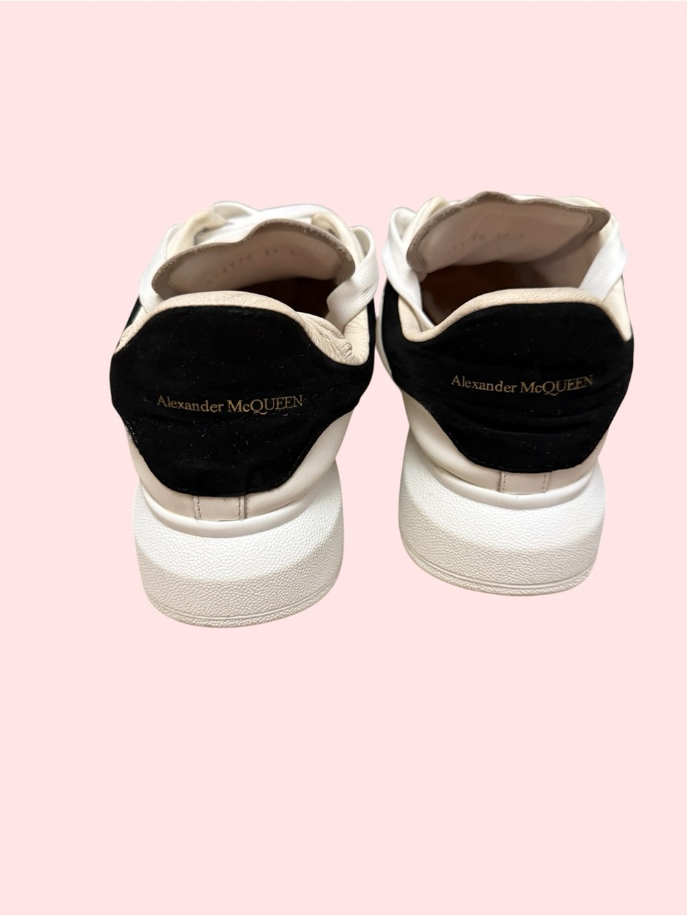 Alexander McQueen Oversized Sneaker White Black Lace-Up Low Top Size 37 - Picture 5 of 12